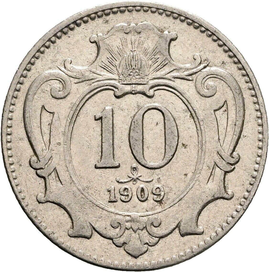 10 Heller Franz Joseph I. 1848-1916 1909 – Vorderseite