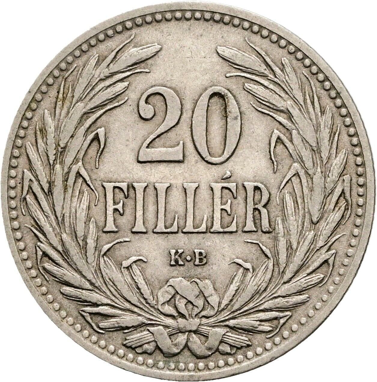 20 Filler Franz Joseph I. 1848-1916 1908 KB, Kremnitz – Vorderseite