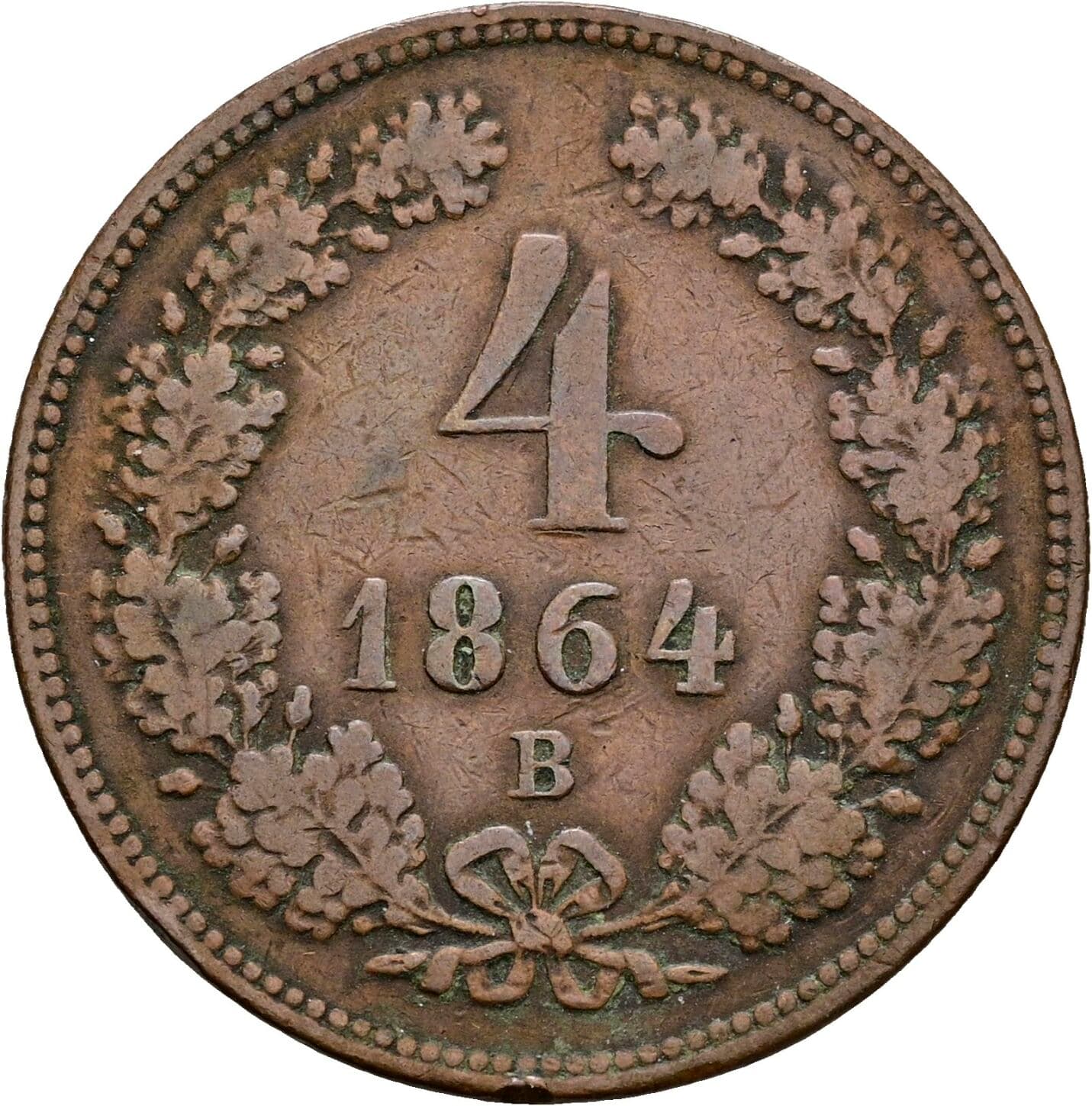 4 Kreuzer Franz Joseph I. 1848-1916 1864 B, Kremnitz – Vorderseite