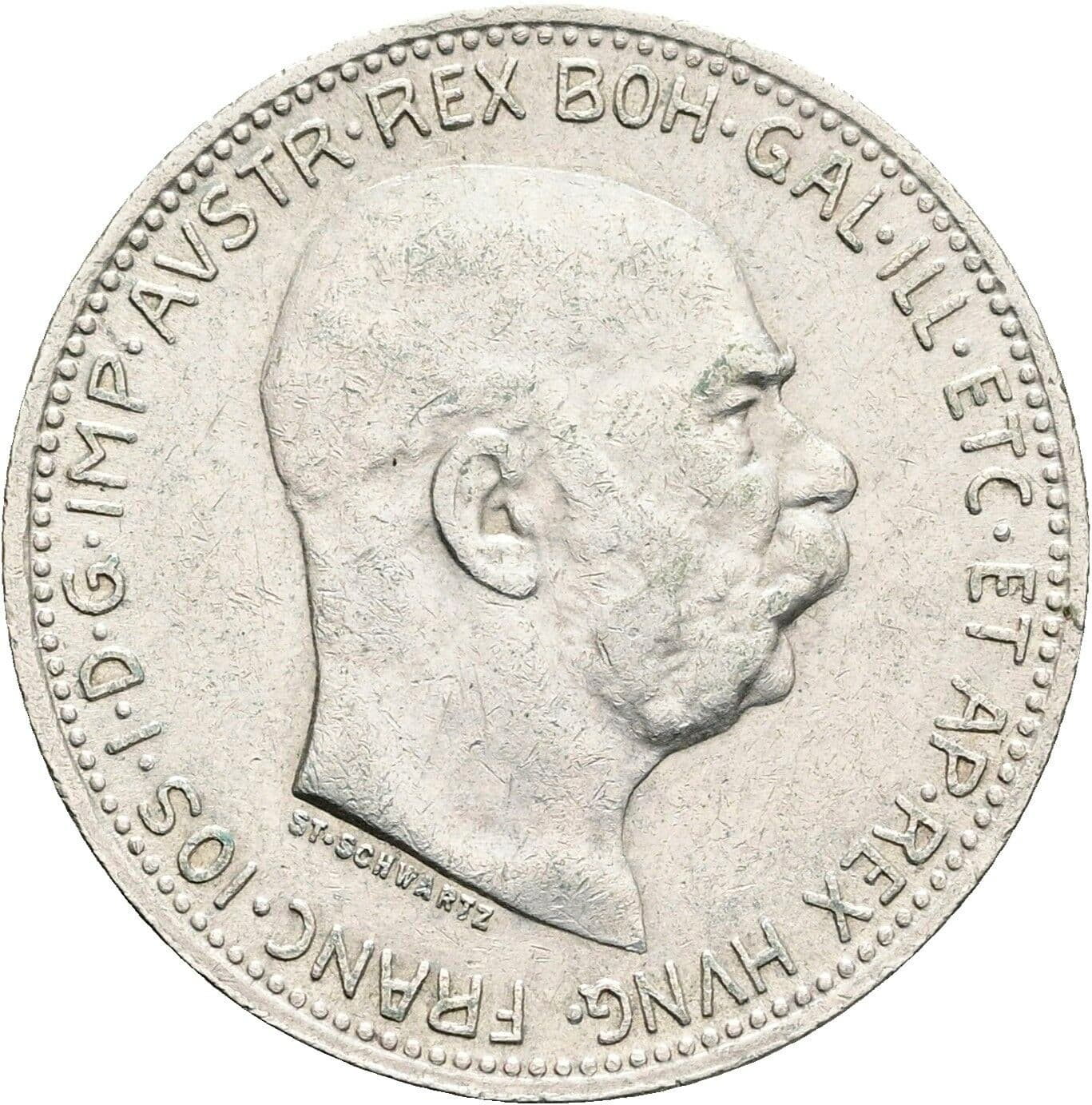 1 Krone Franz Joseph I. 1848-1916 1915 – Vorderseite