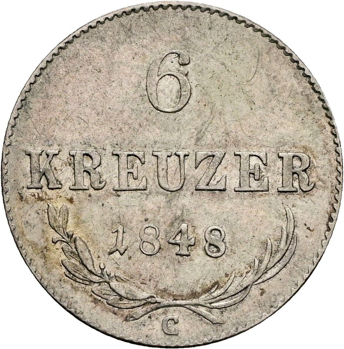 6 Kreuzer Franz Joseph I. 1848-1916 1848 C, Prag – Vorderseite