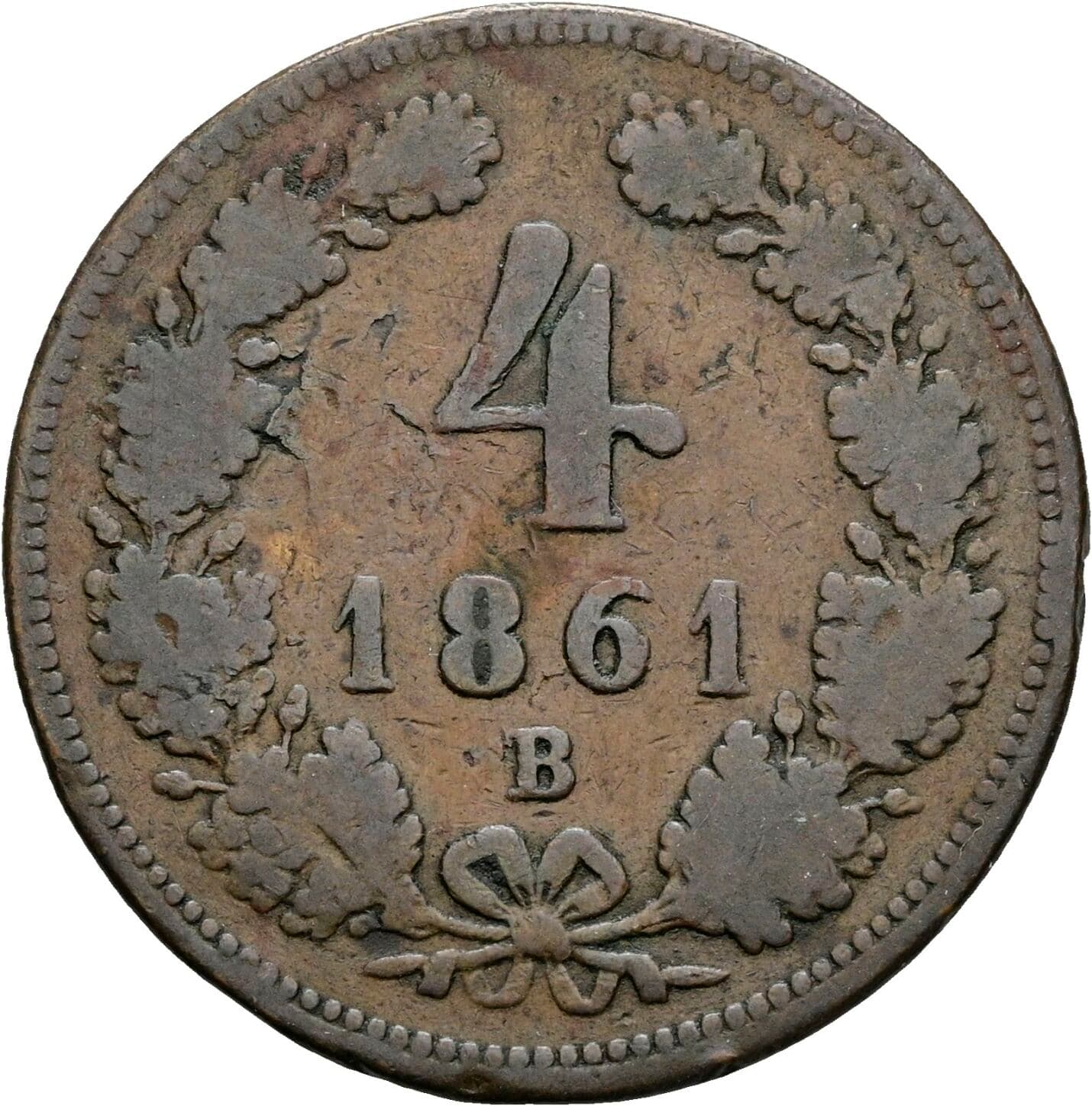 4 Kreuzer Franz Joseph I. 1848-1916 1861 B, Kremnitz – Vorderseite
