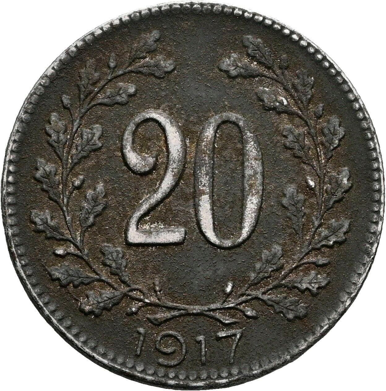 20 Heller Franz Joseph I. 1848-1916 1917 – Vorderseite