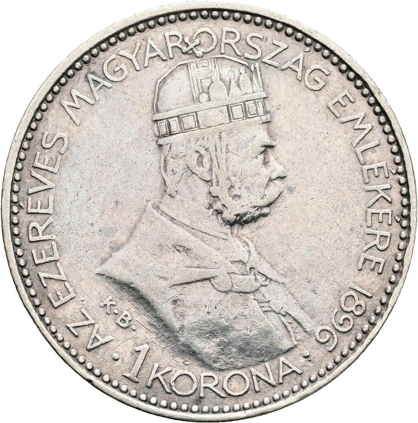 1 Korona Franz Joseph I. 1848-1916 1896 KB, Kremnitz – Vorderseite