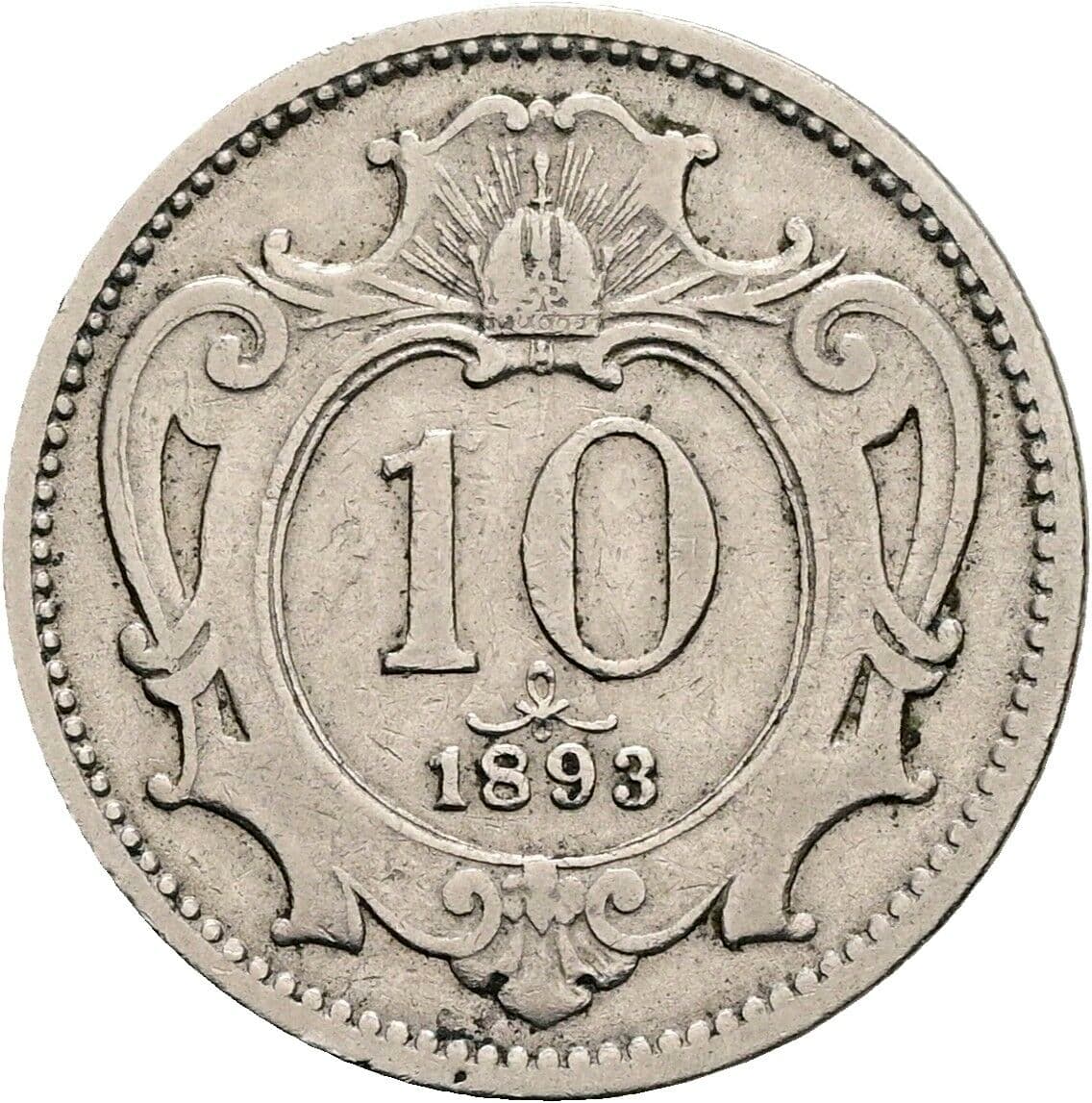 10 Heller Franz Joseph I. 1848-1916 1893 – Vorderseite
