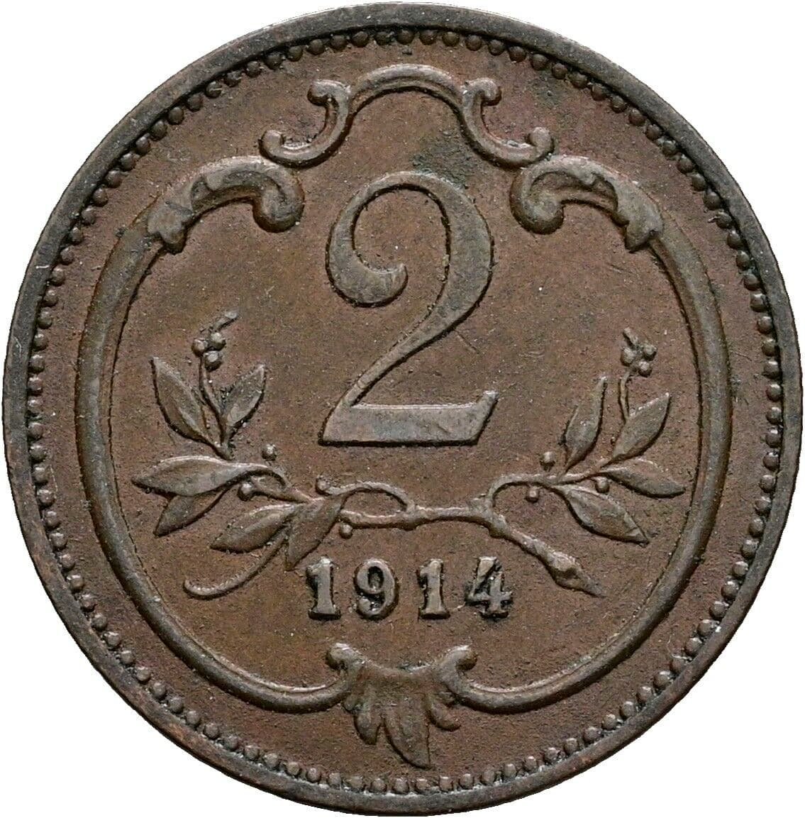 2 Heller Franz Joseph I. 1848-1916 1914 – Vorderseite