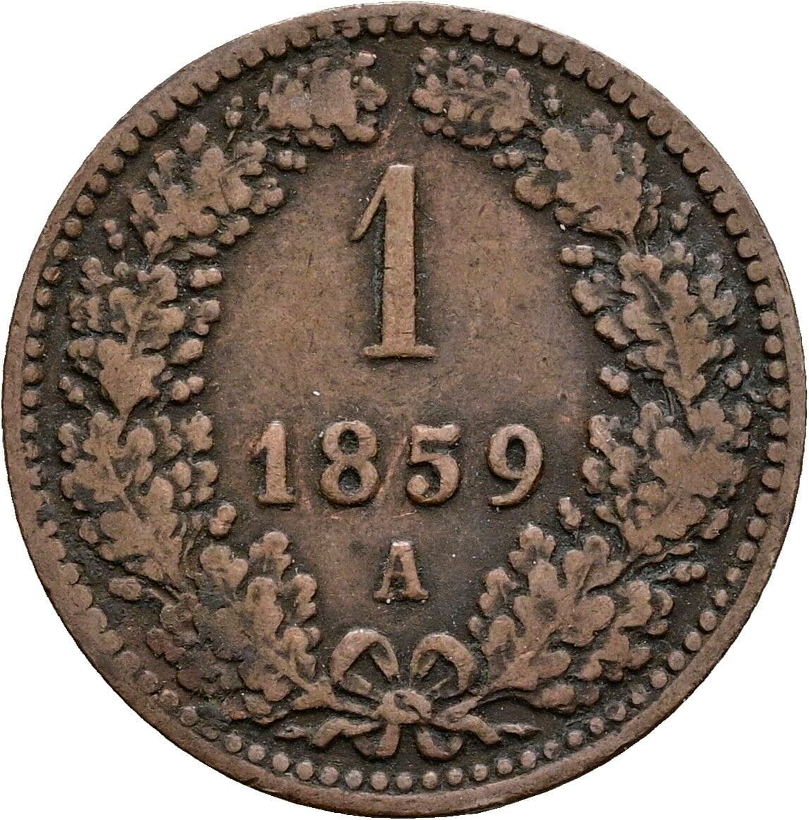 1 Kreuzer Franz Joseph I. 1848-1916 1859 A, Wien – Vorderseite