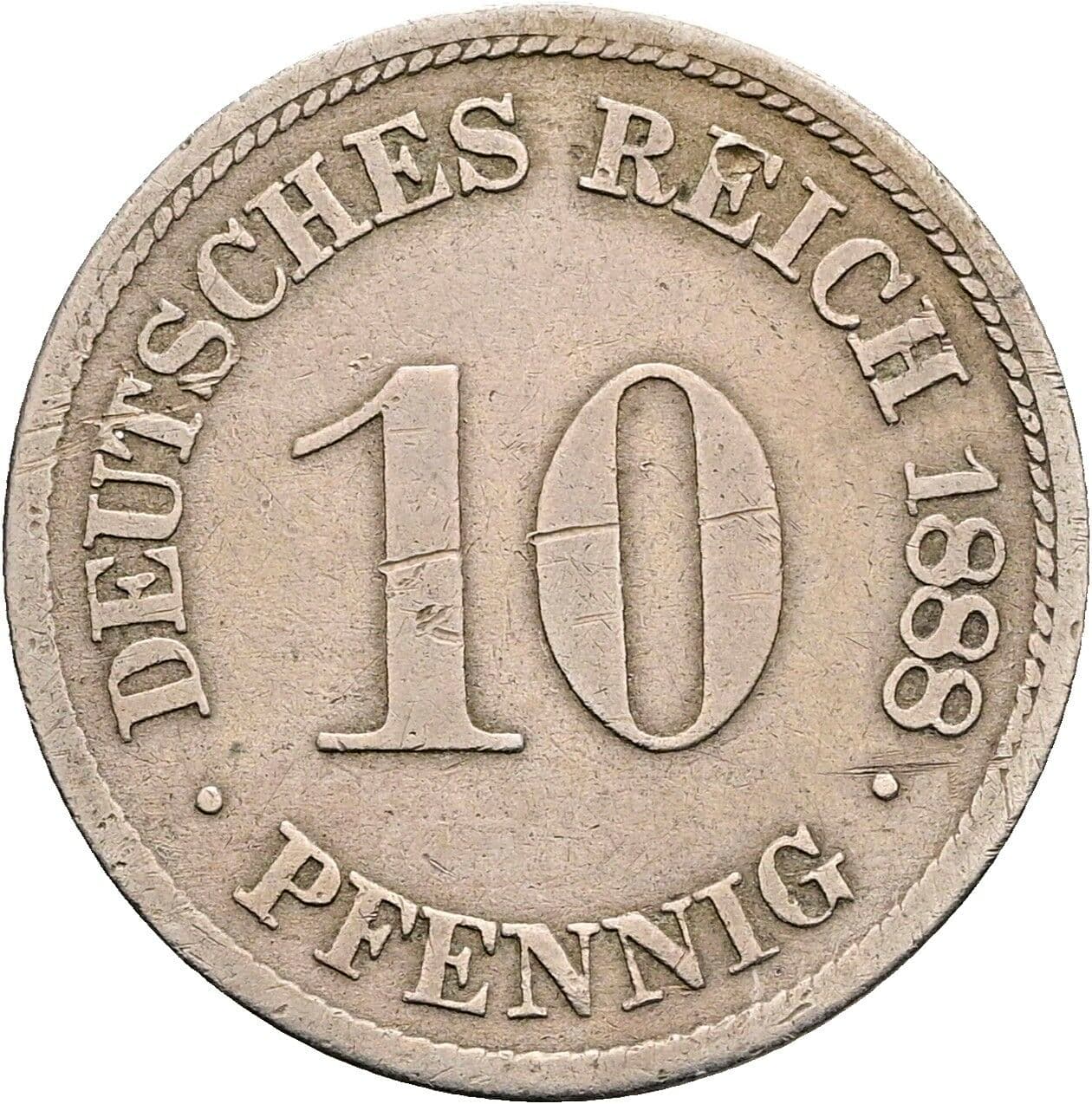 10 Pfennig 1888 D – Vorderseite