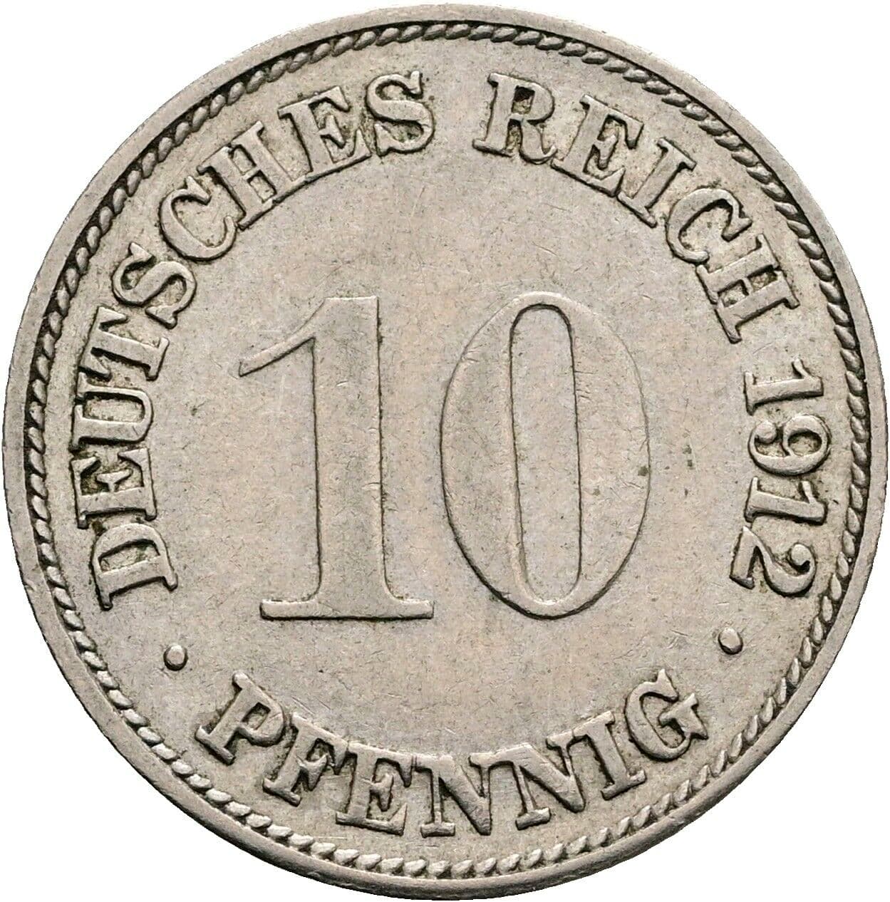 10 Pfennig 1912 G – Vorderseite