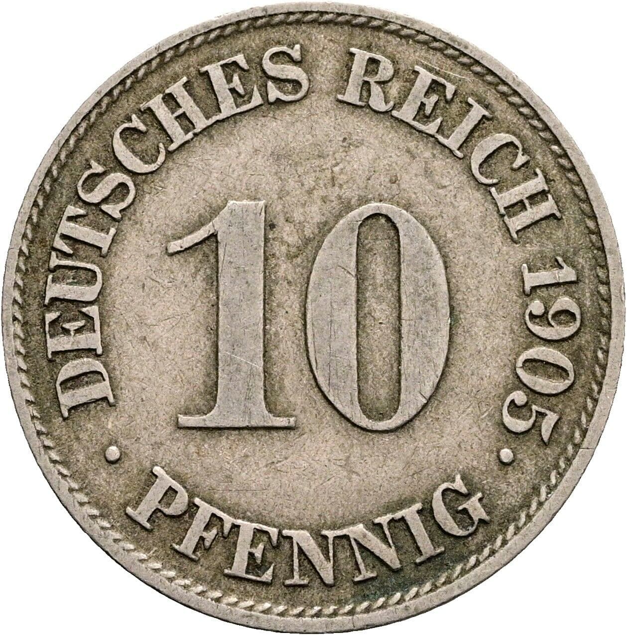 10 Pfennig 1905 J – Vorderseite