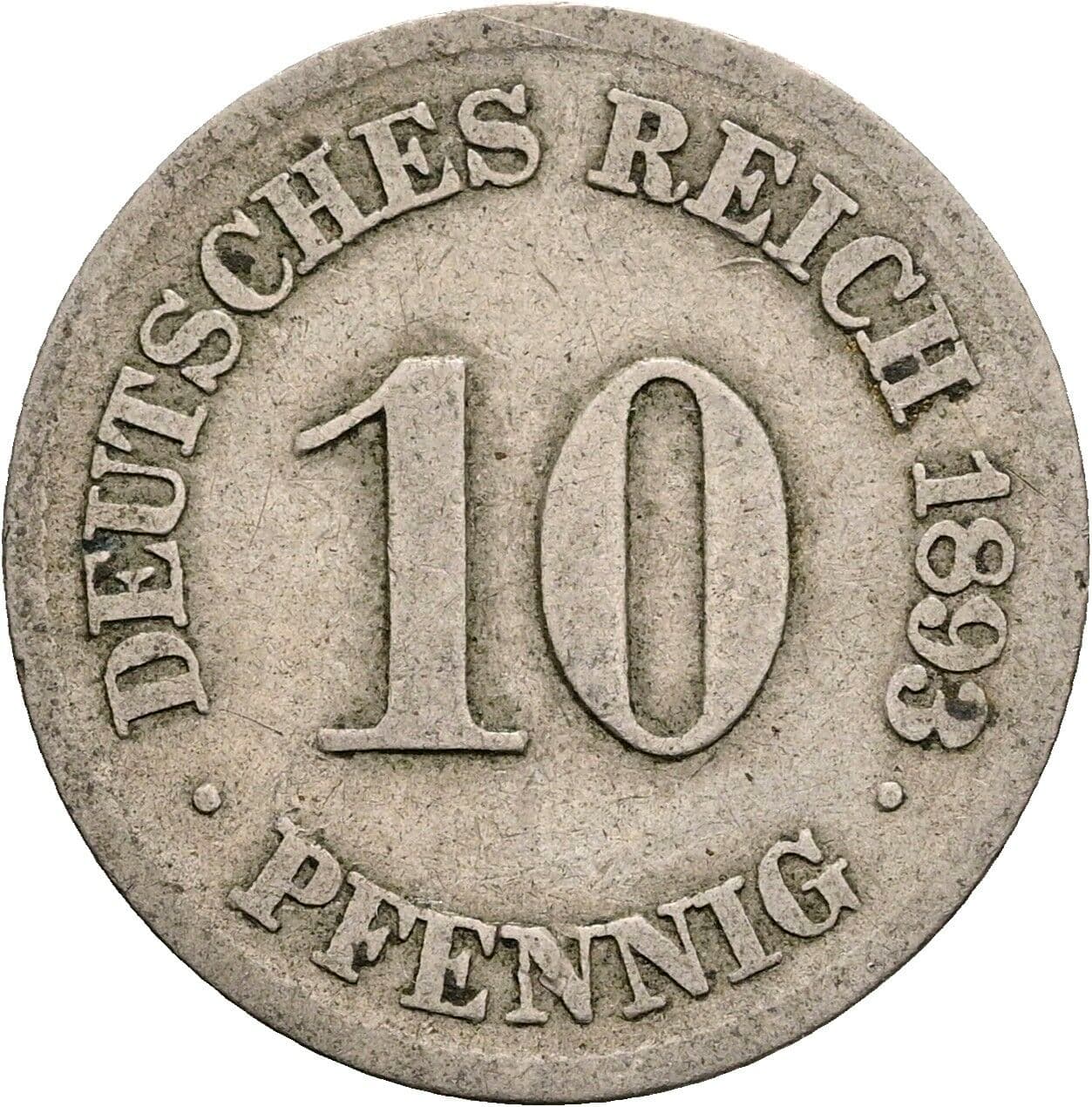 10 Pfennig 1893 J – Vorderseite