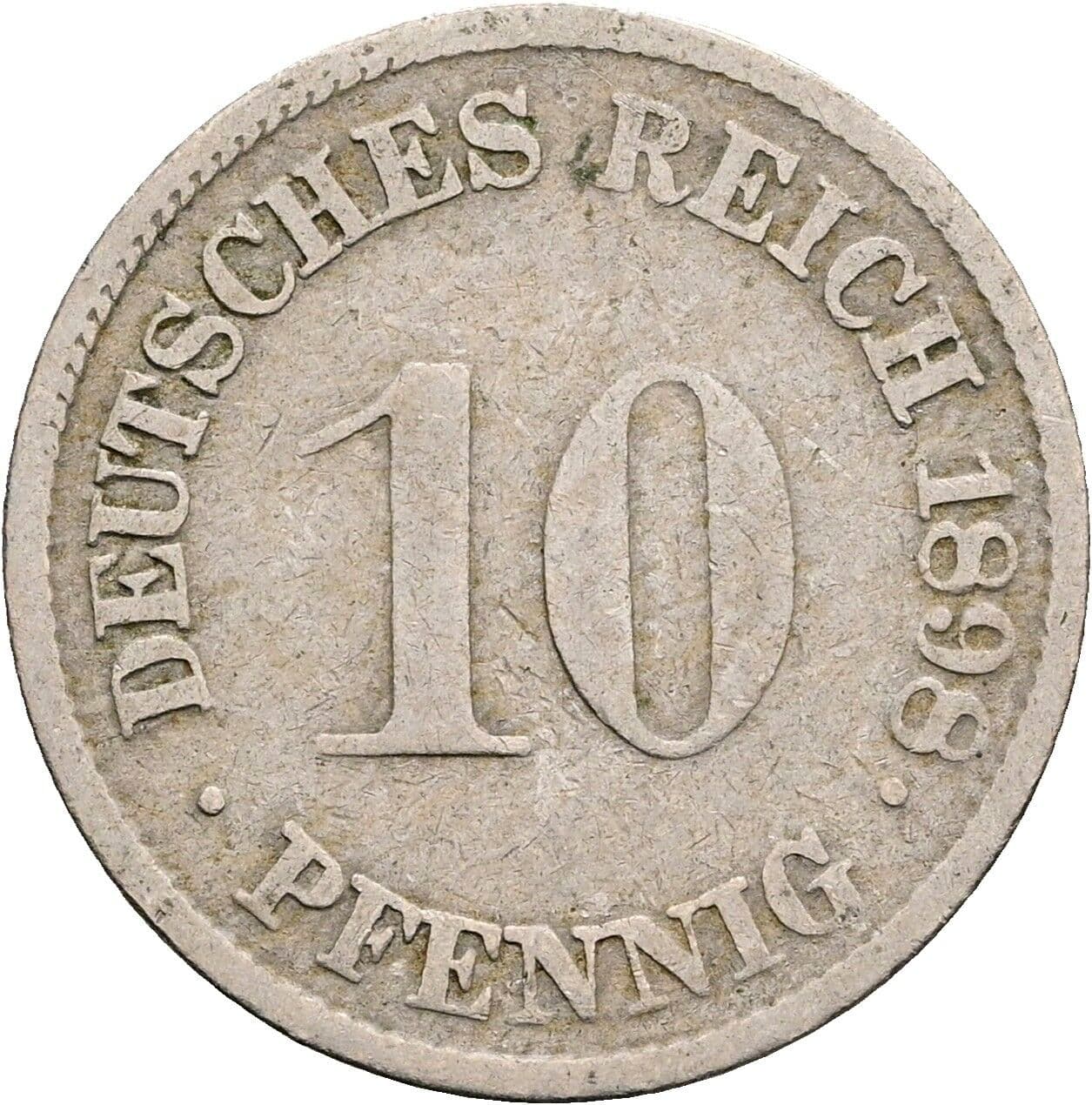 10 Pfennig 1898 G – Vorderseite
