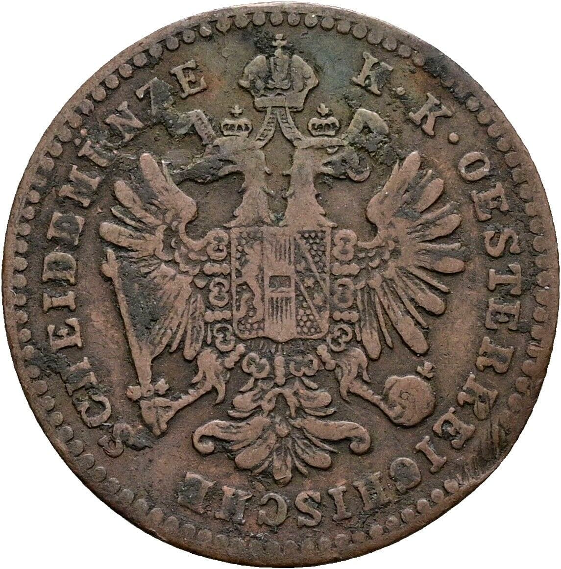 1 Kreuzer Franz Joseph I. 1848-1916 1859 A, Wien – Rückseite
