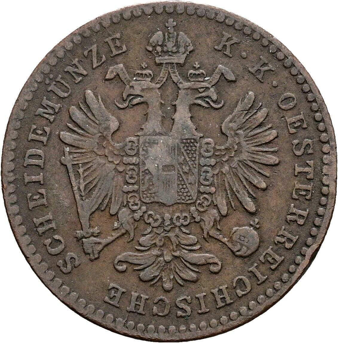 1 Kreuzer Franz Joseph I. 1848-1916 1858 B, Kremnitz – Rückseite