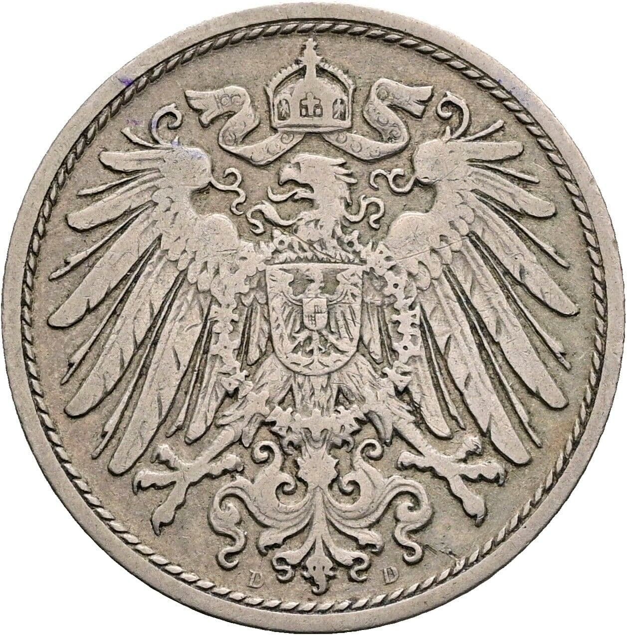 10 Pfennig 1905 D – Rückseite
