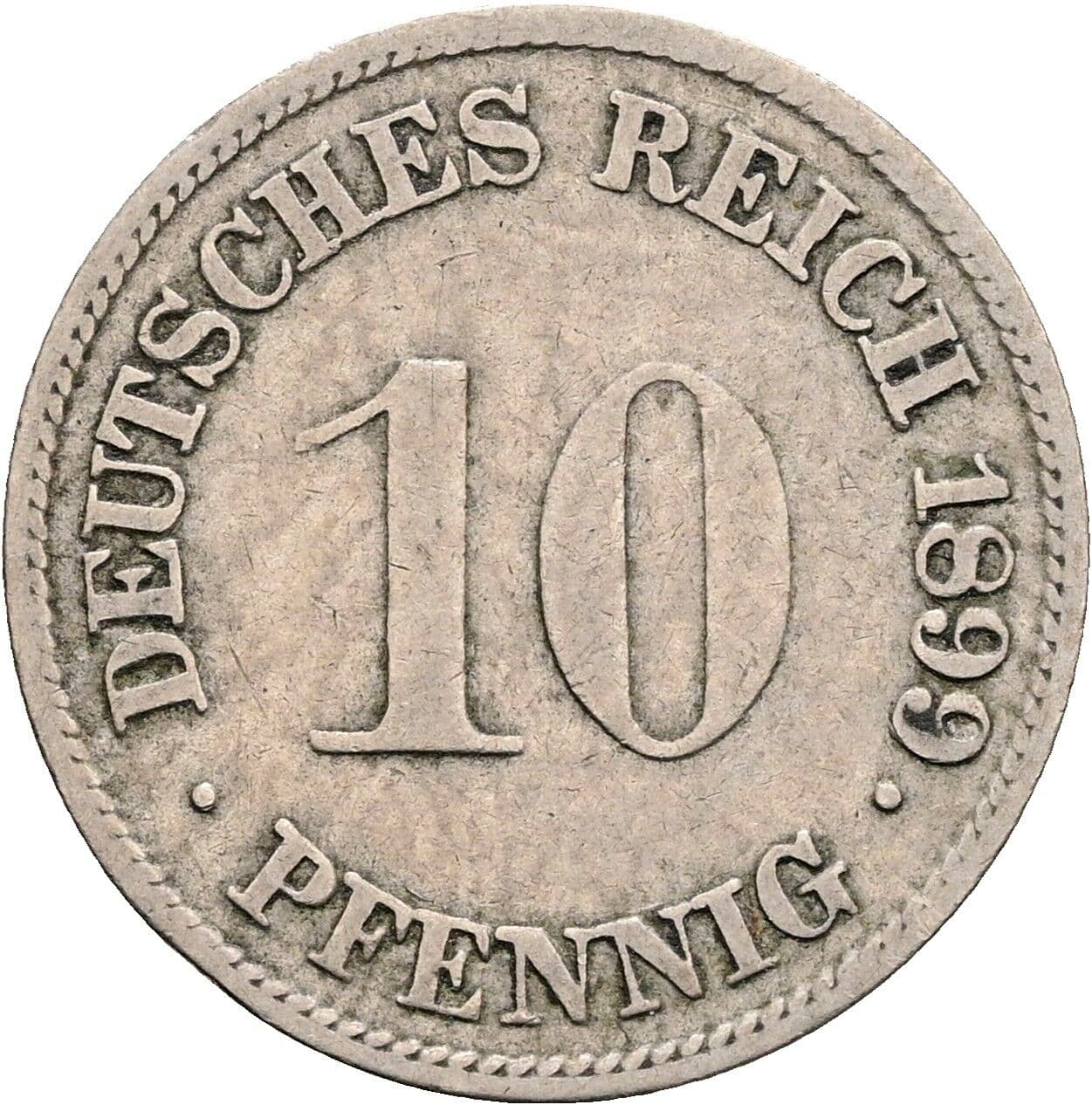 10 Pfennig 1899 G – Vorderseite