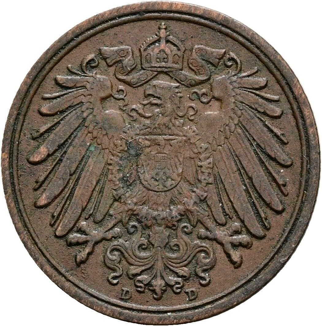 1 Pfennig 1908 D – Rückseite
