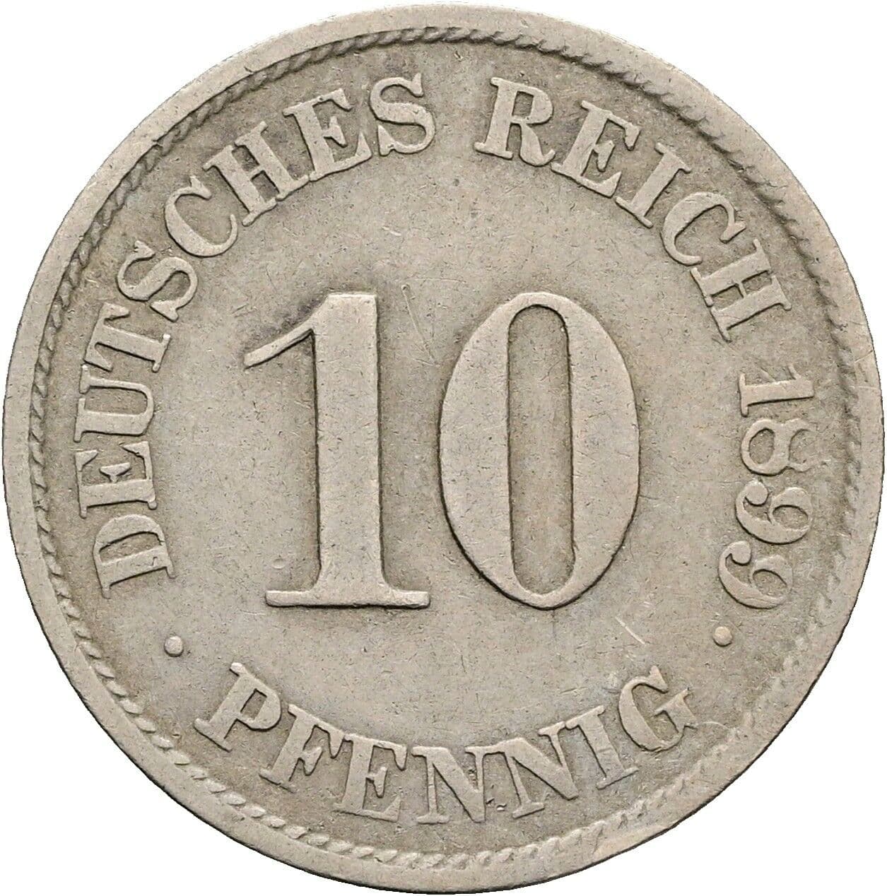 10 Pfennig 1899 J – Vorderseite