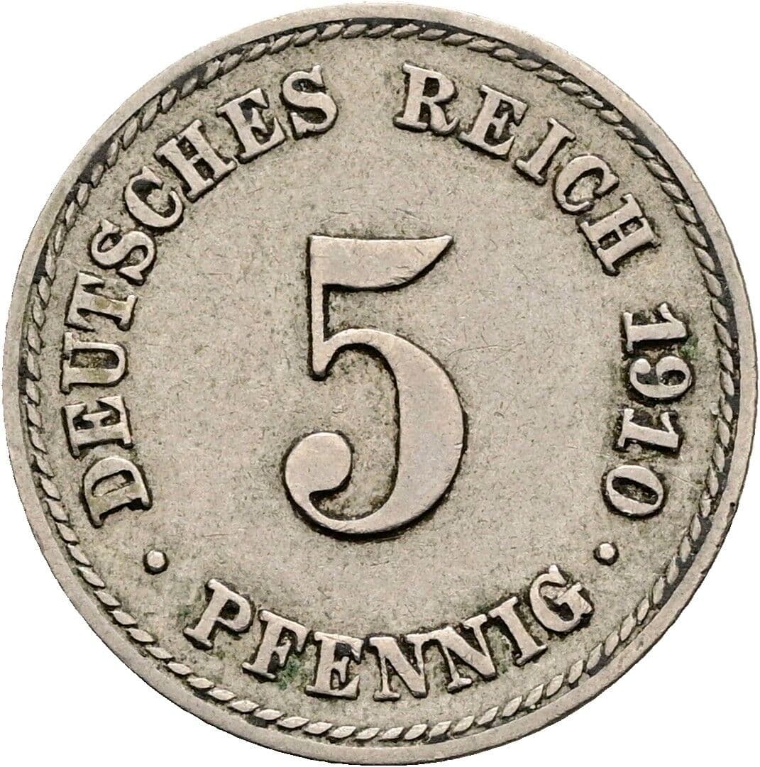 5 Pfennig 1910 F – Vorderseite