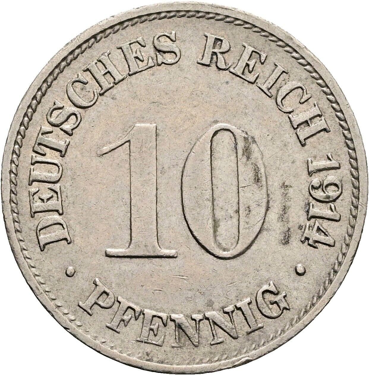 10 Pfennig 1914 G – Vorderseite