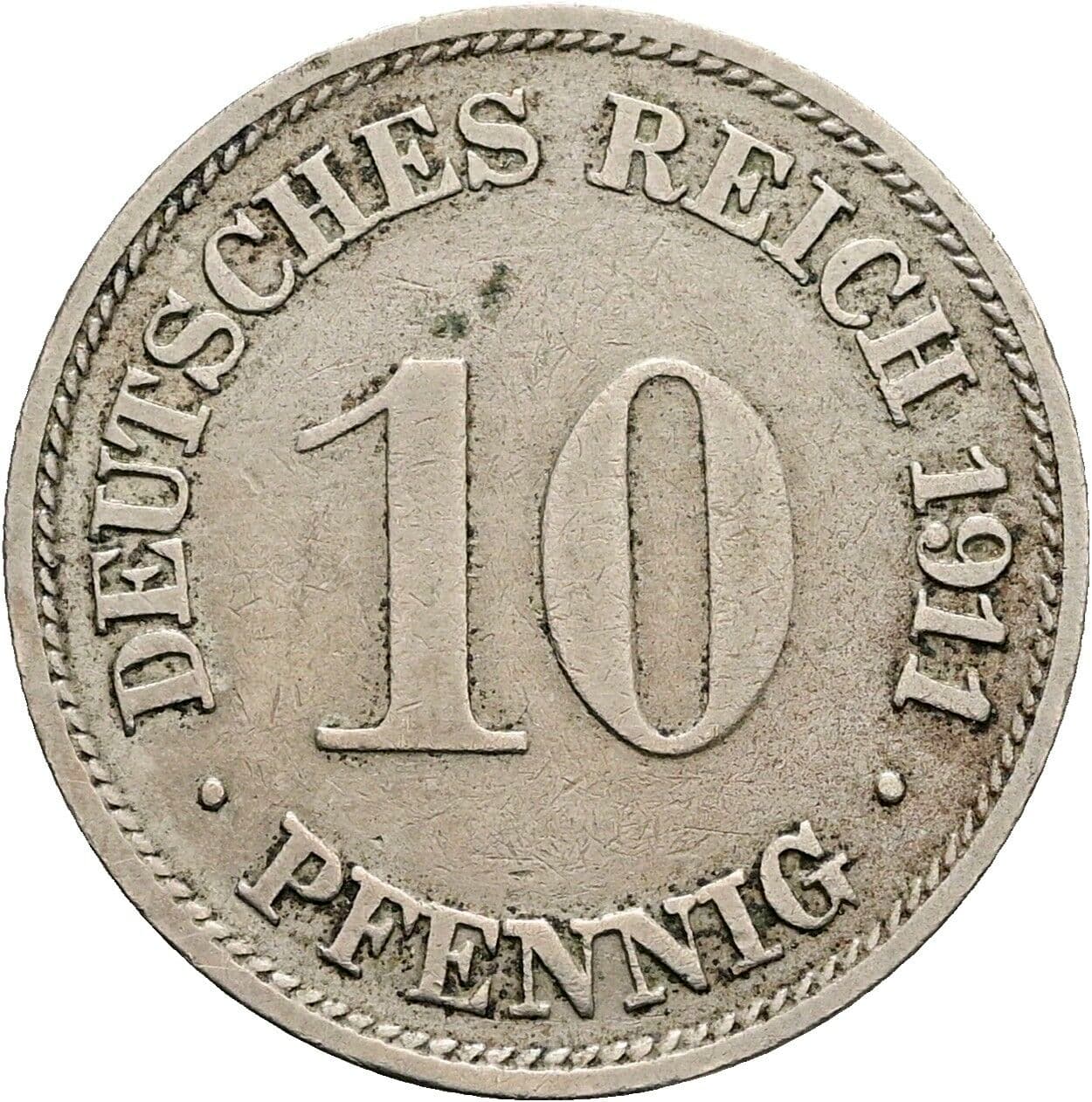 10 Pfennig 1911 G – Vorderseite