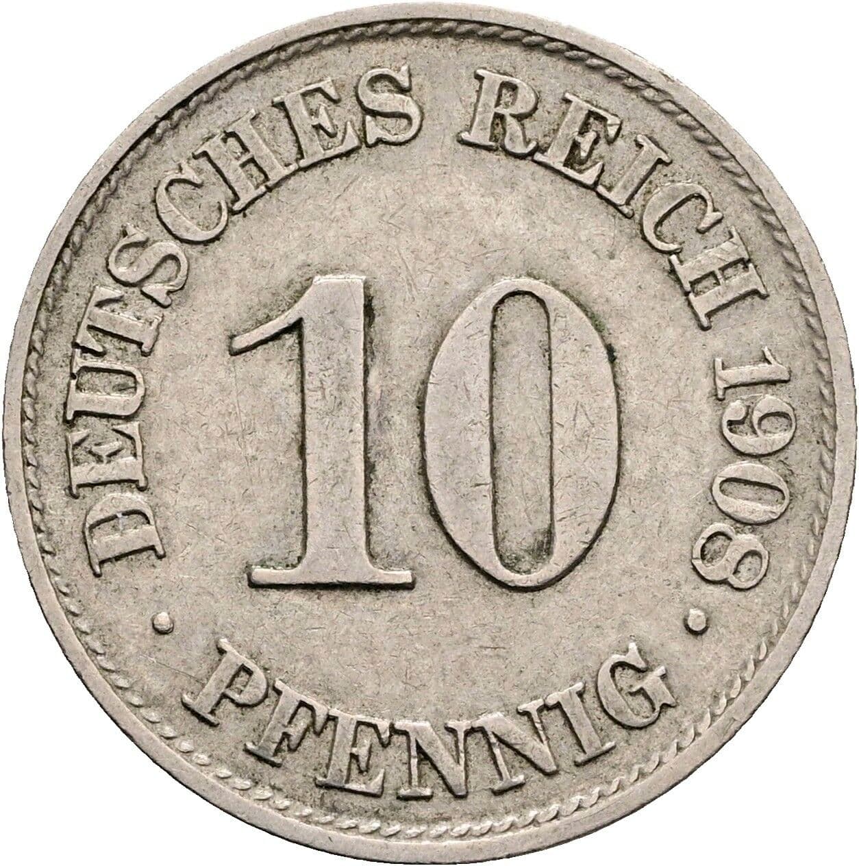 10 Pfennig 1908 A – Vorderseite