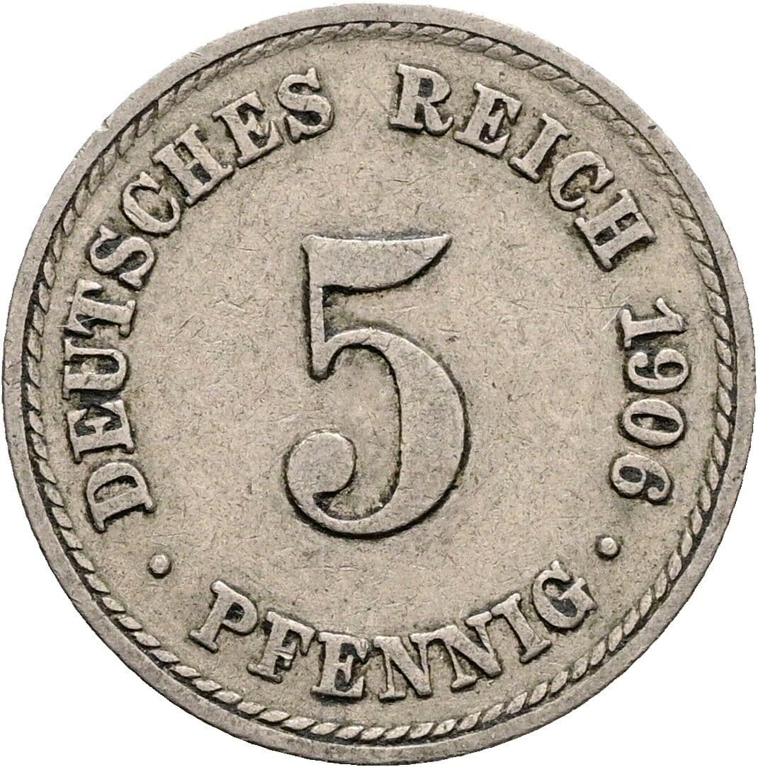 5 Pfennig 1906 A – Vorderseite