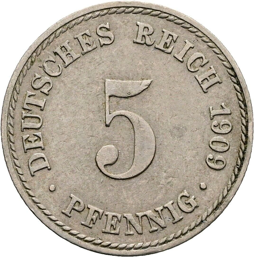 5 Pfennig 1909 A – Vorderseite