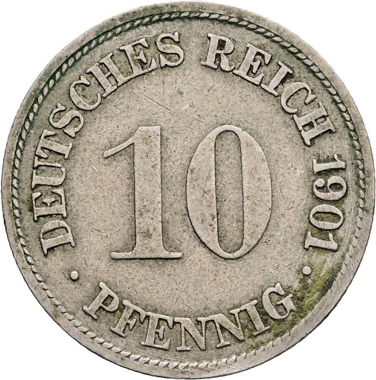 10 Pfennig 1901 G – Vorderseite