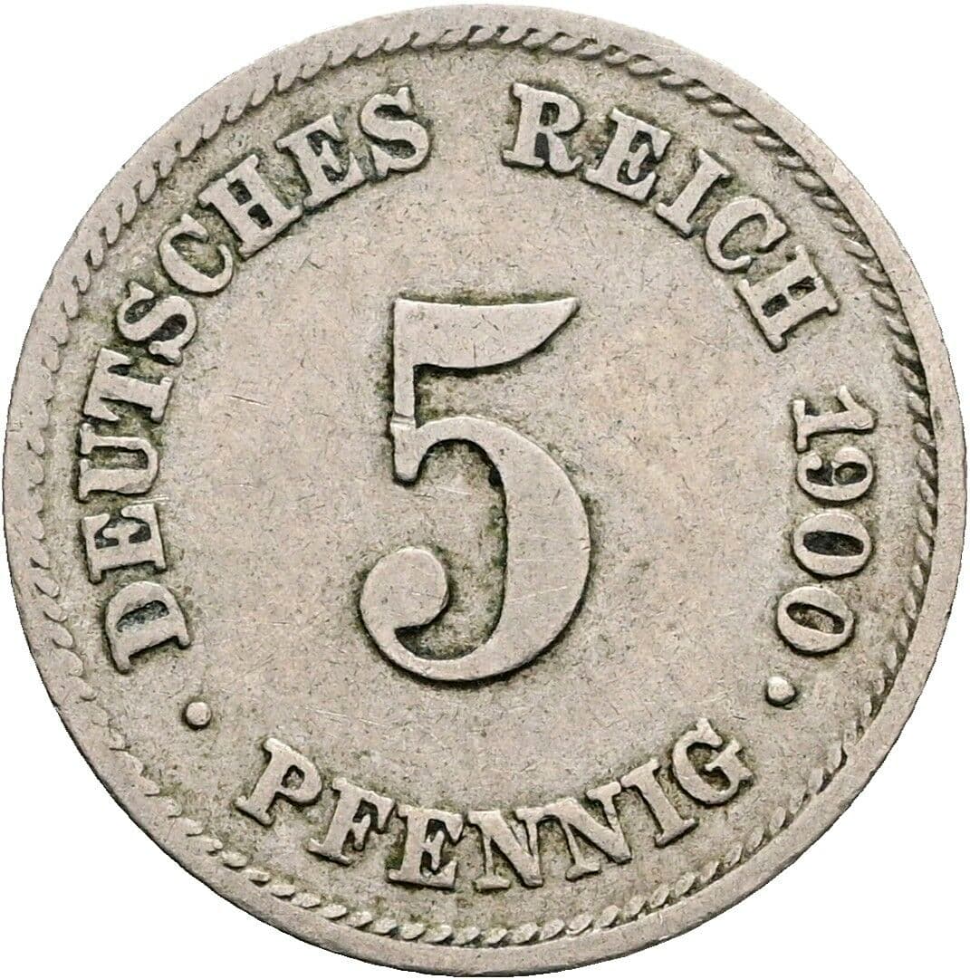 5 Pfennig 1900 E – Vorderseite