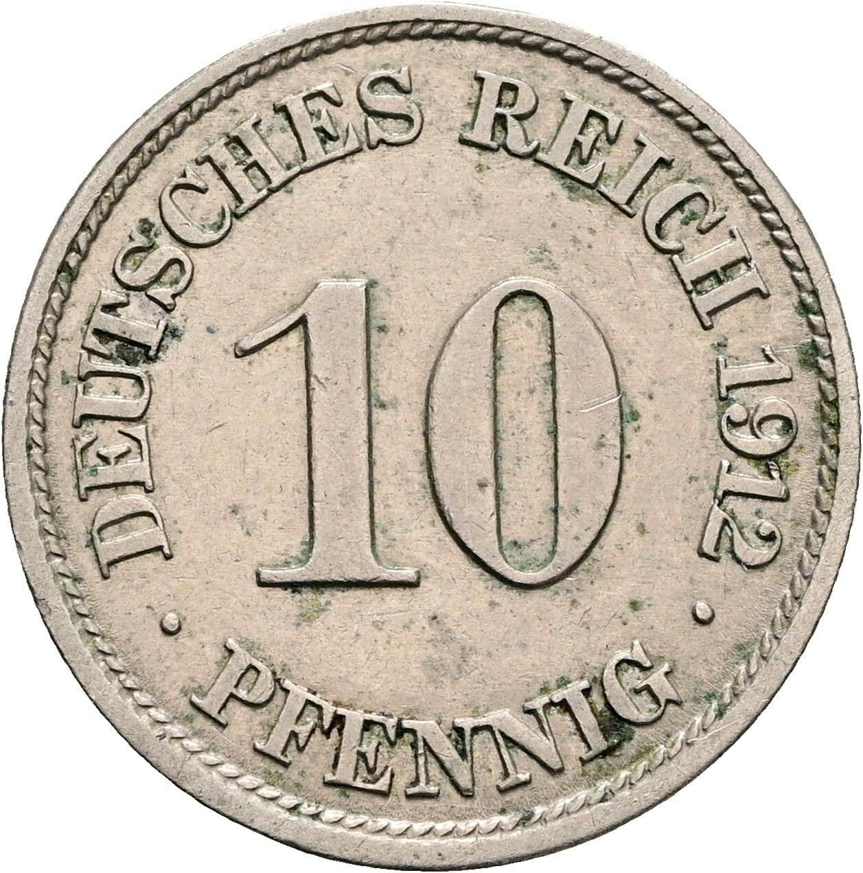 10 Pfennig 1912 J – Vorderseite