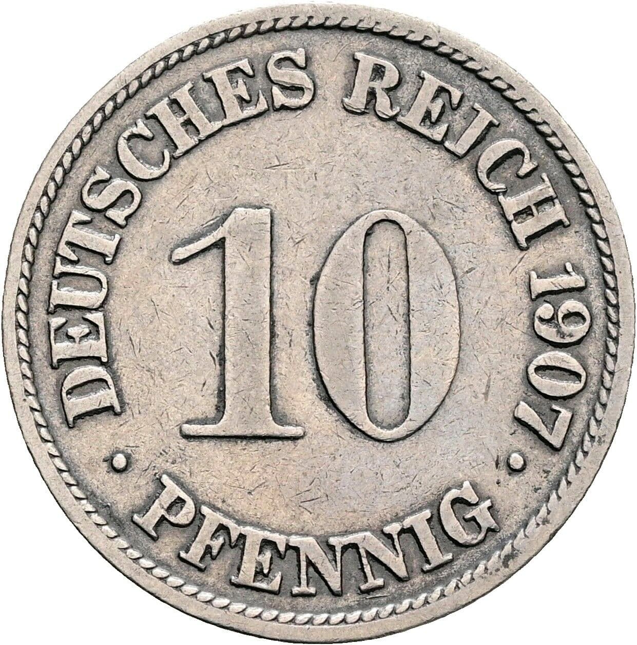 10 Pfennig 1907 G – Vorderseite