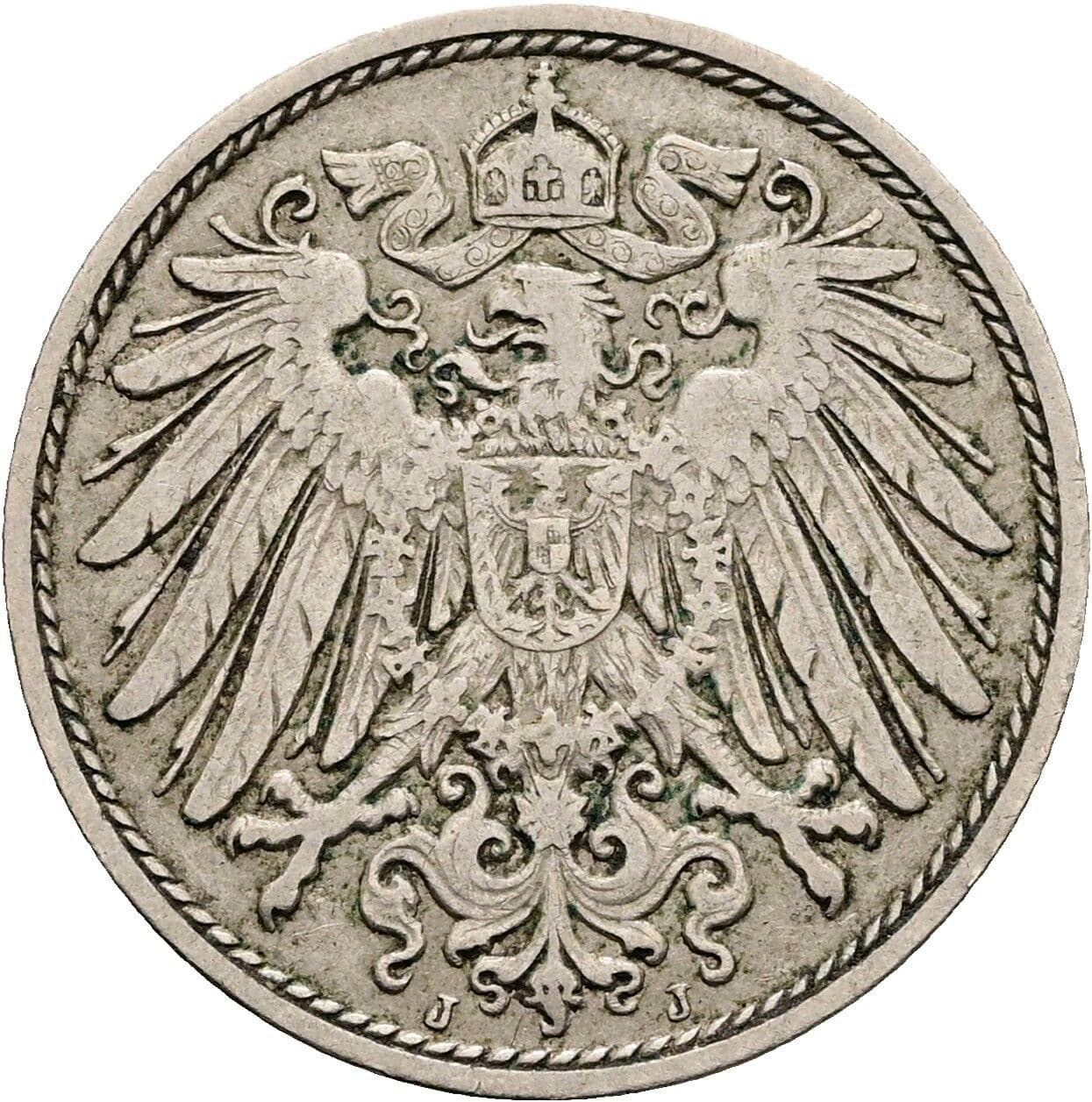 10 Pfennig 1908 J – Rückseite