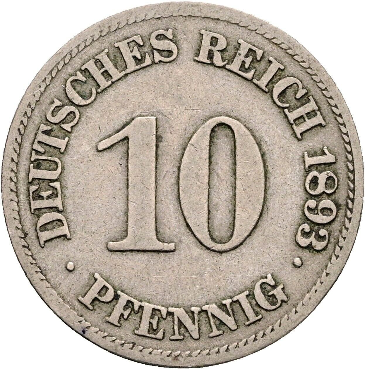 10 Pfennig 1893 E – Vorderseite