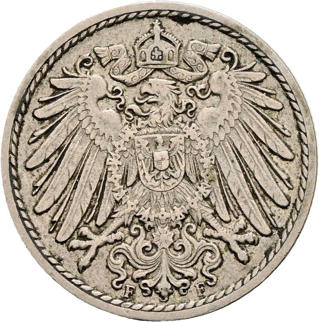 5 Pfennig 1910 F – Rückseite