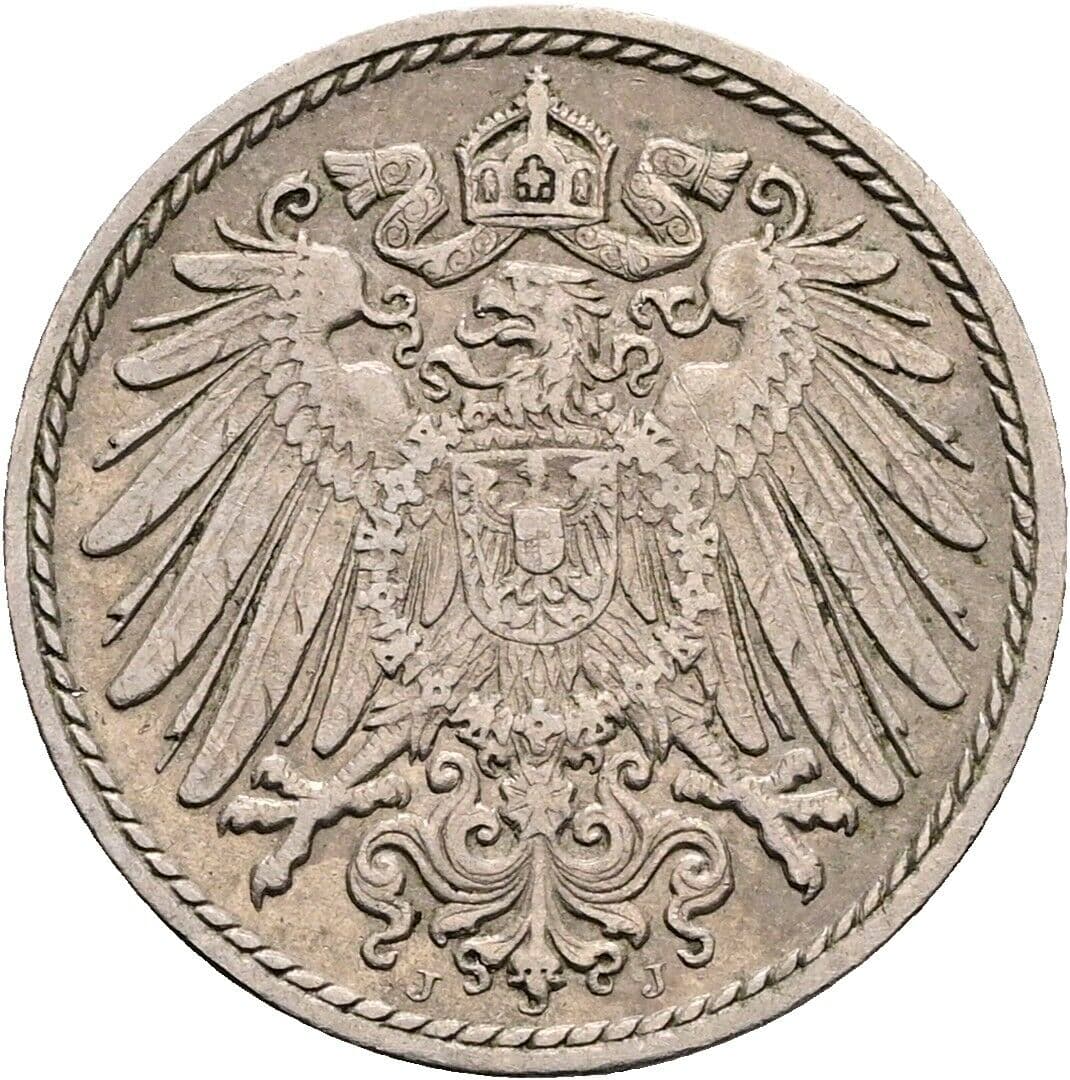 5 Pfennig 1913 J – Rückseite