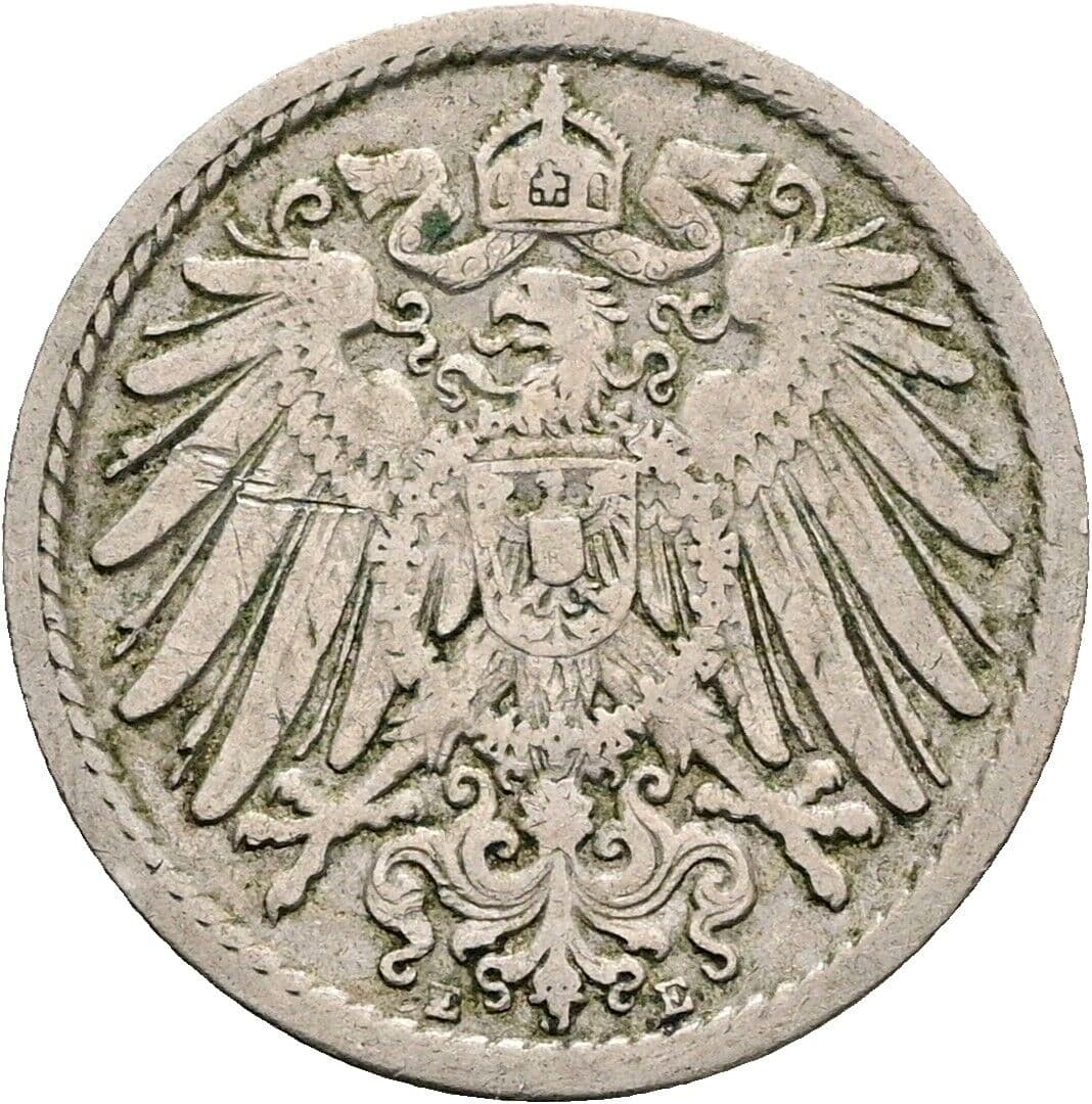 5 Pfennig 1900 E – Rückseite