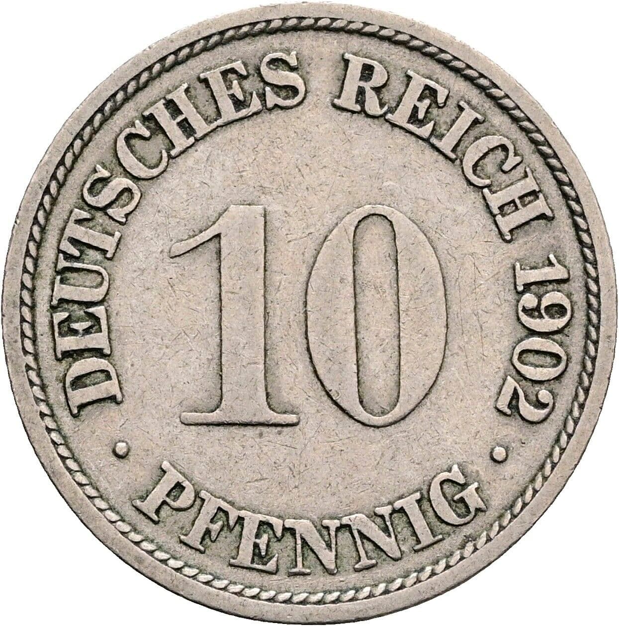 10 Pfennig 1902 F – Vorderseite