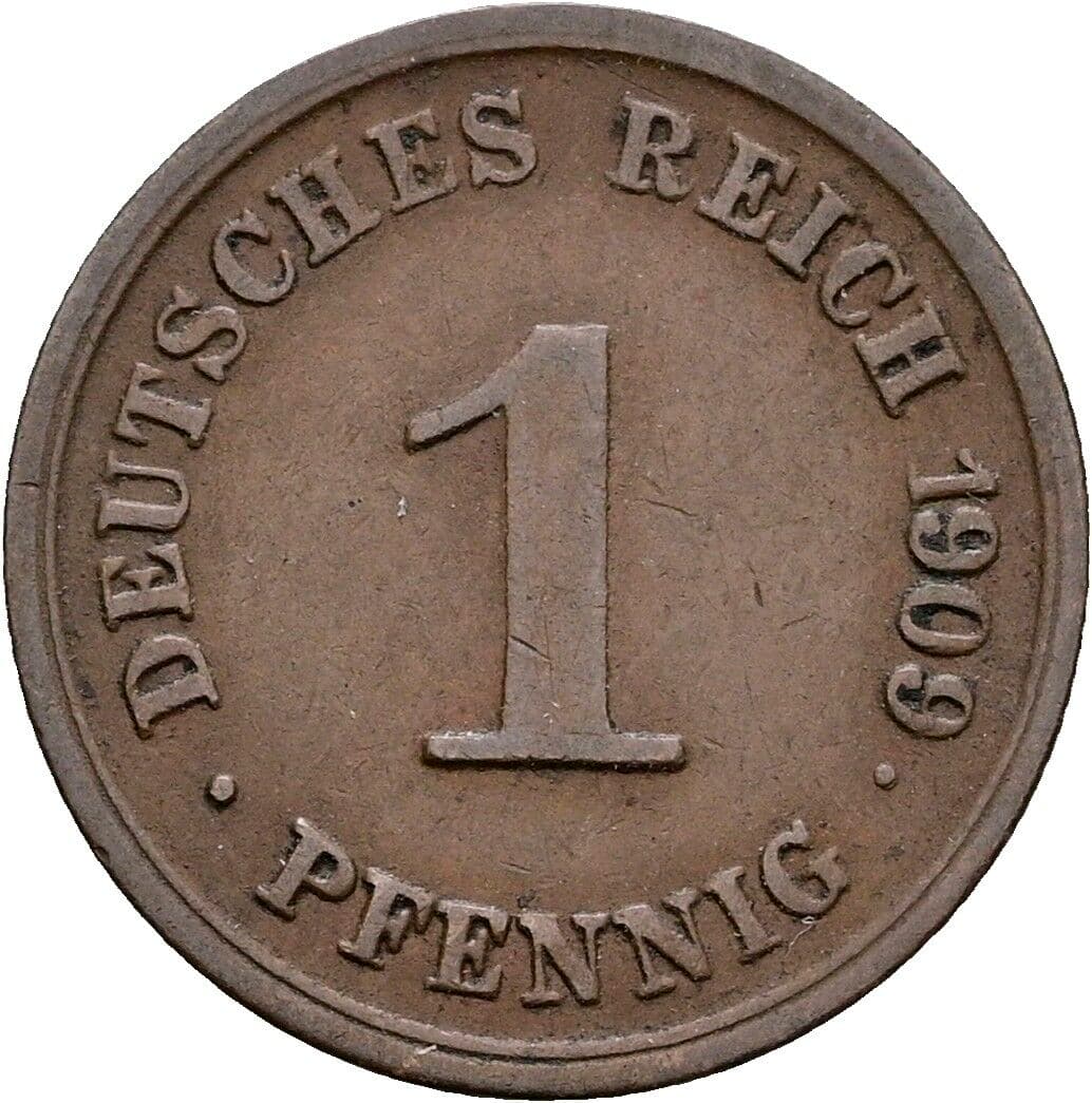 1 Pfennig 1909 G – Vorderseite