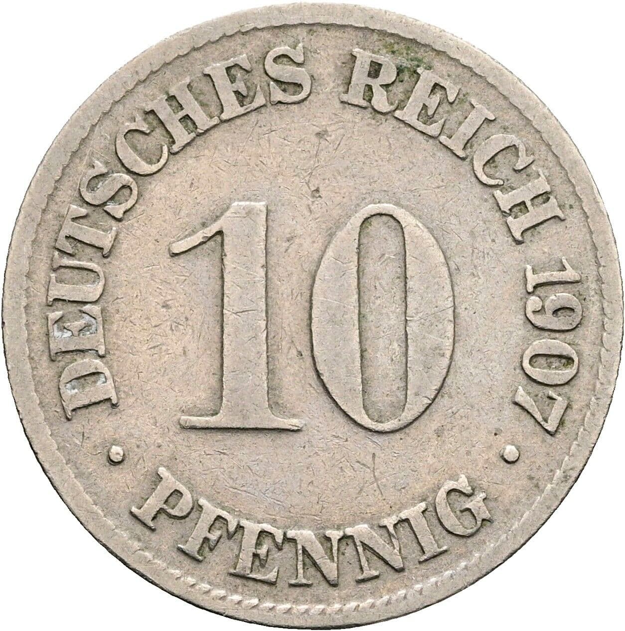 10 Pfennig 1907 D – Vorderseite