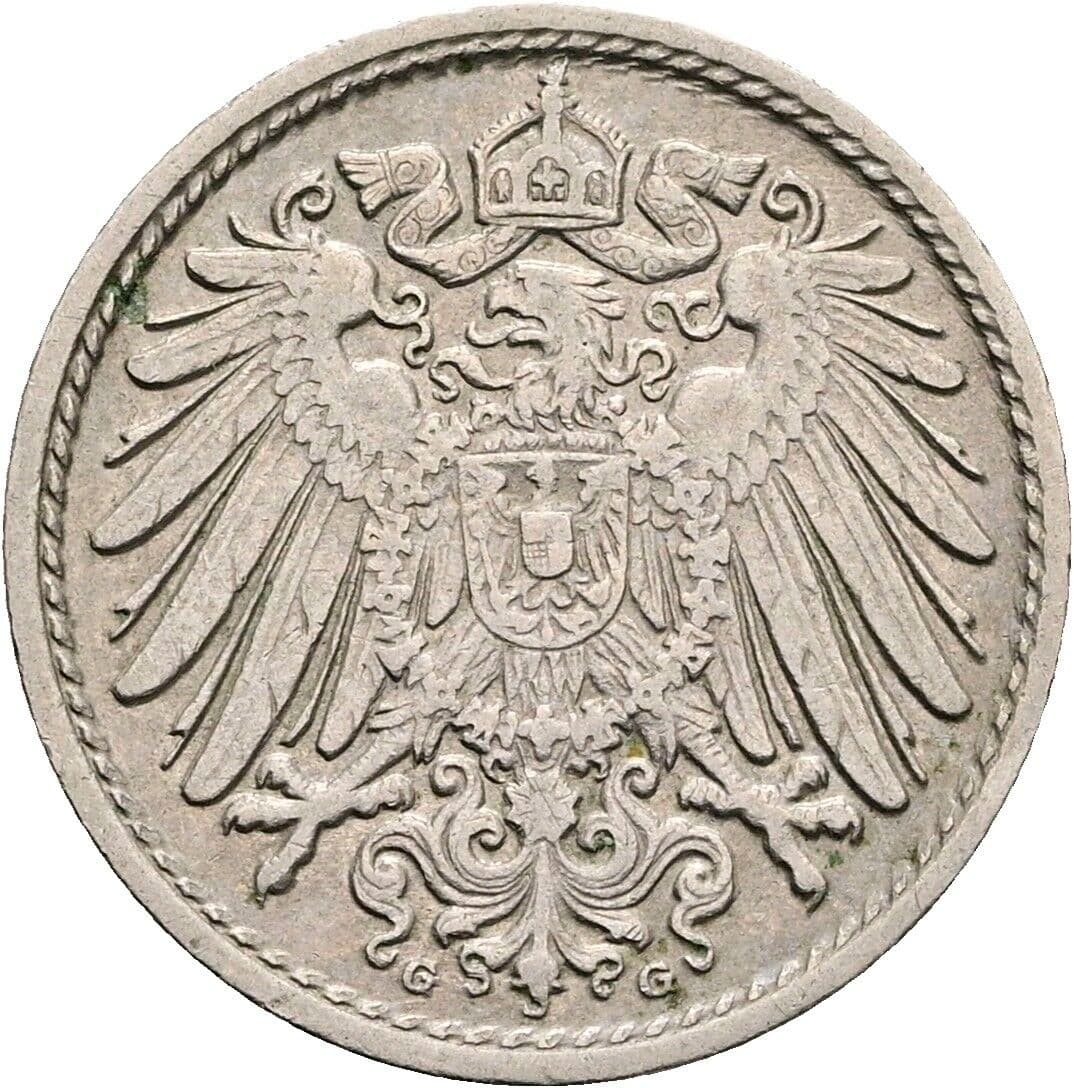 5 Pfennig 1908 G – Rückseite