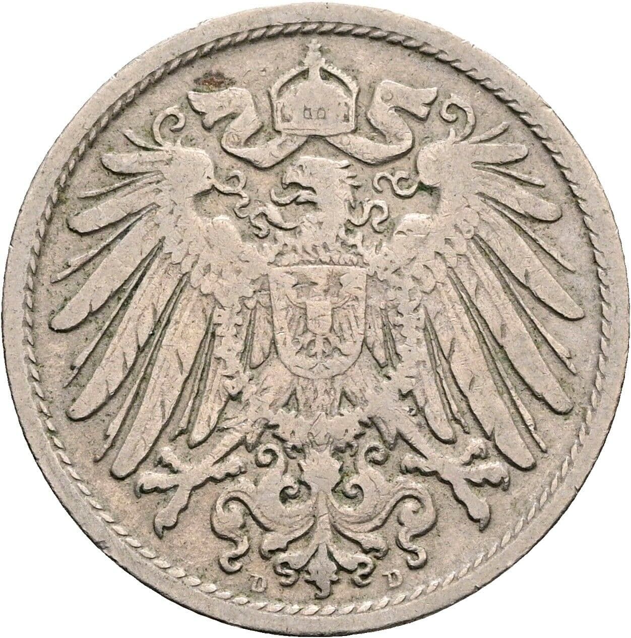 10 Pfennig 1907 D – Rückseite