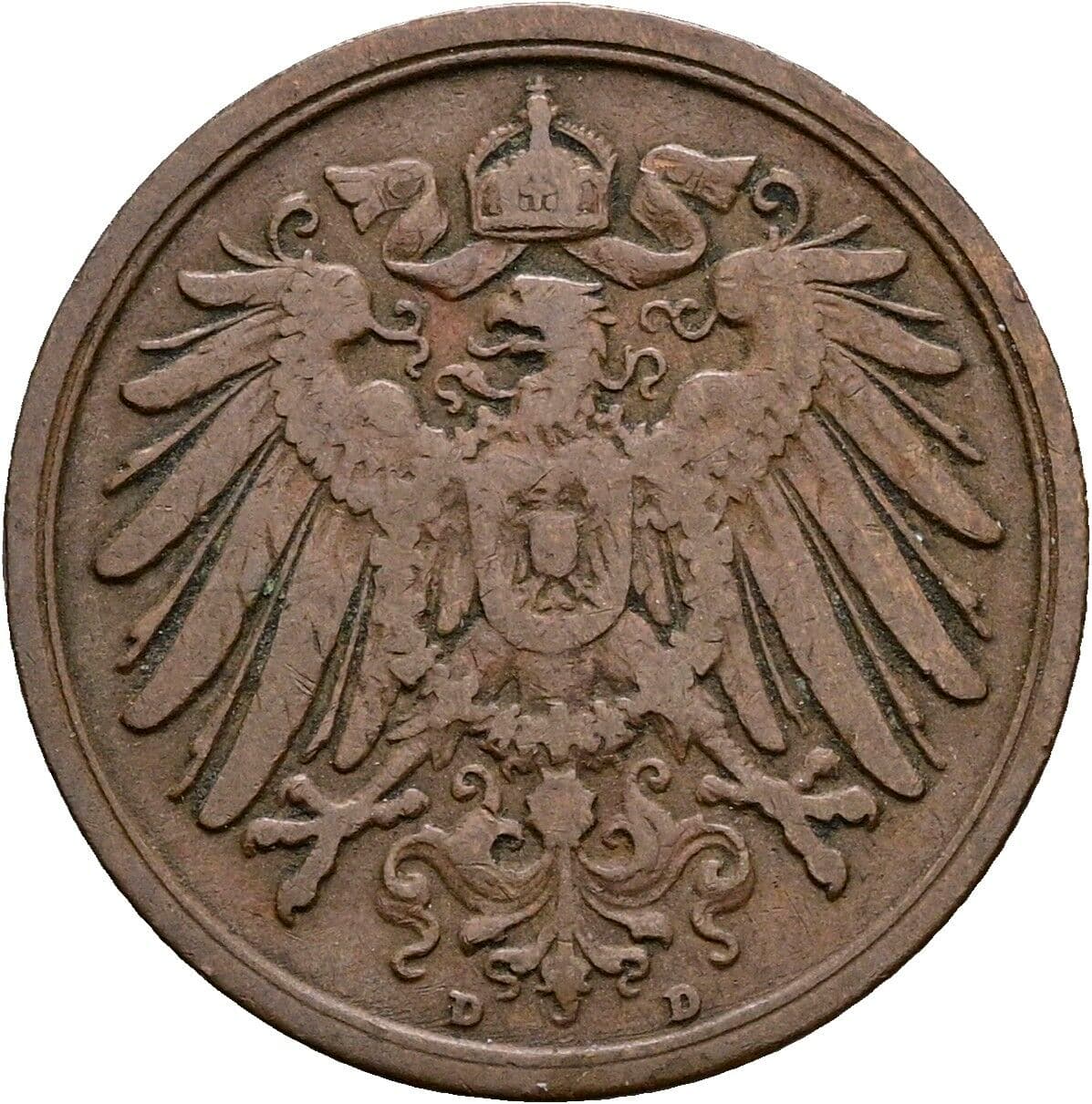 2 Pfennig 1904 D – Rückseite