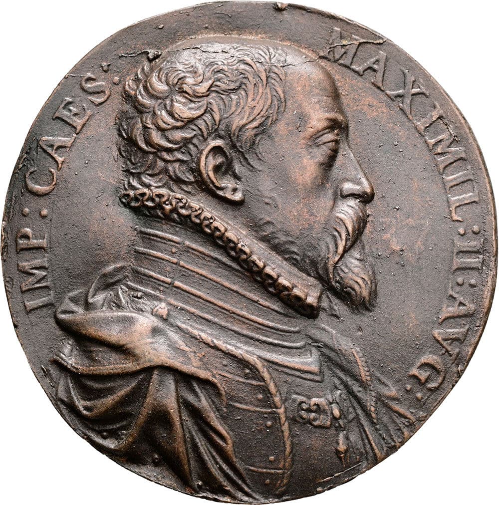 Bronzierte, einseitige Bleimedaille