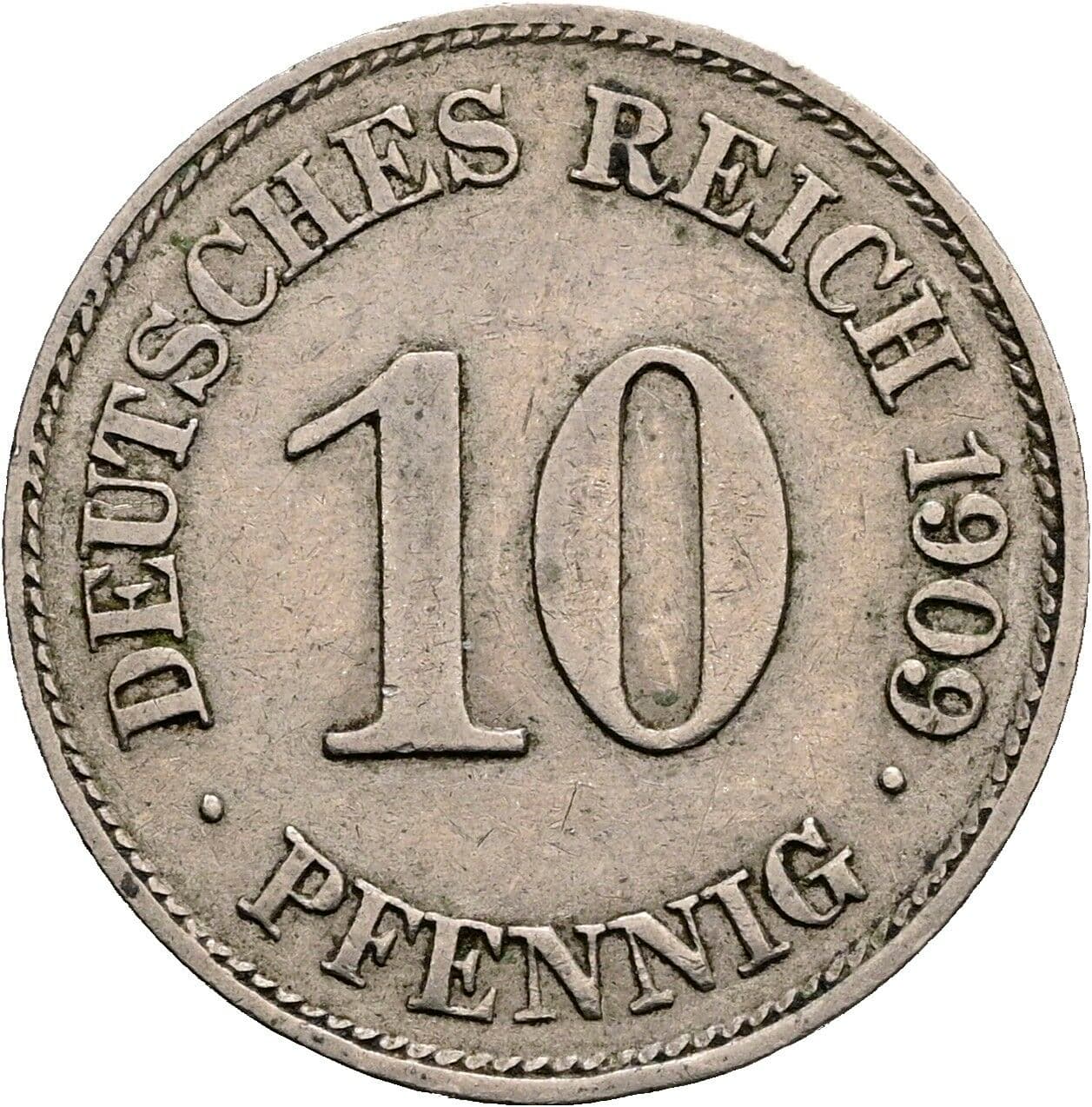 10 Pfennig 1909 E – Vorderseite
