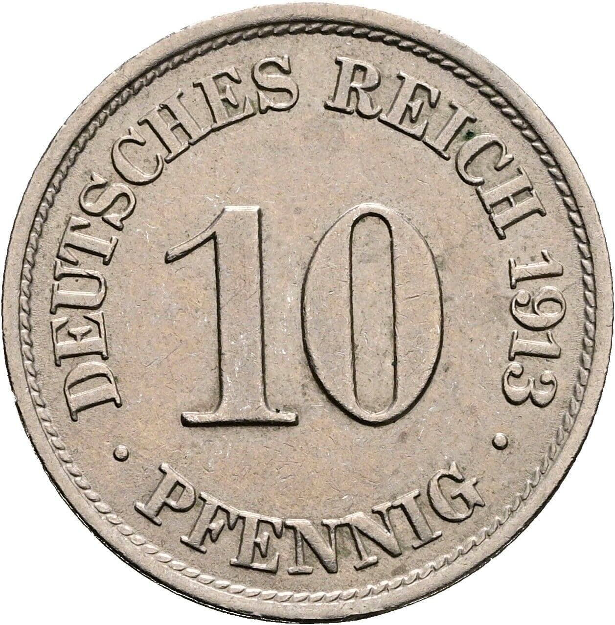 10 Pfennig 1913 J – Vorderseite