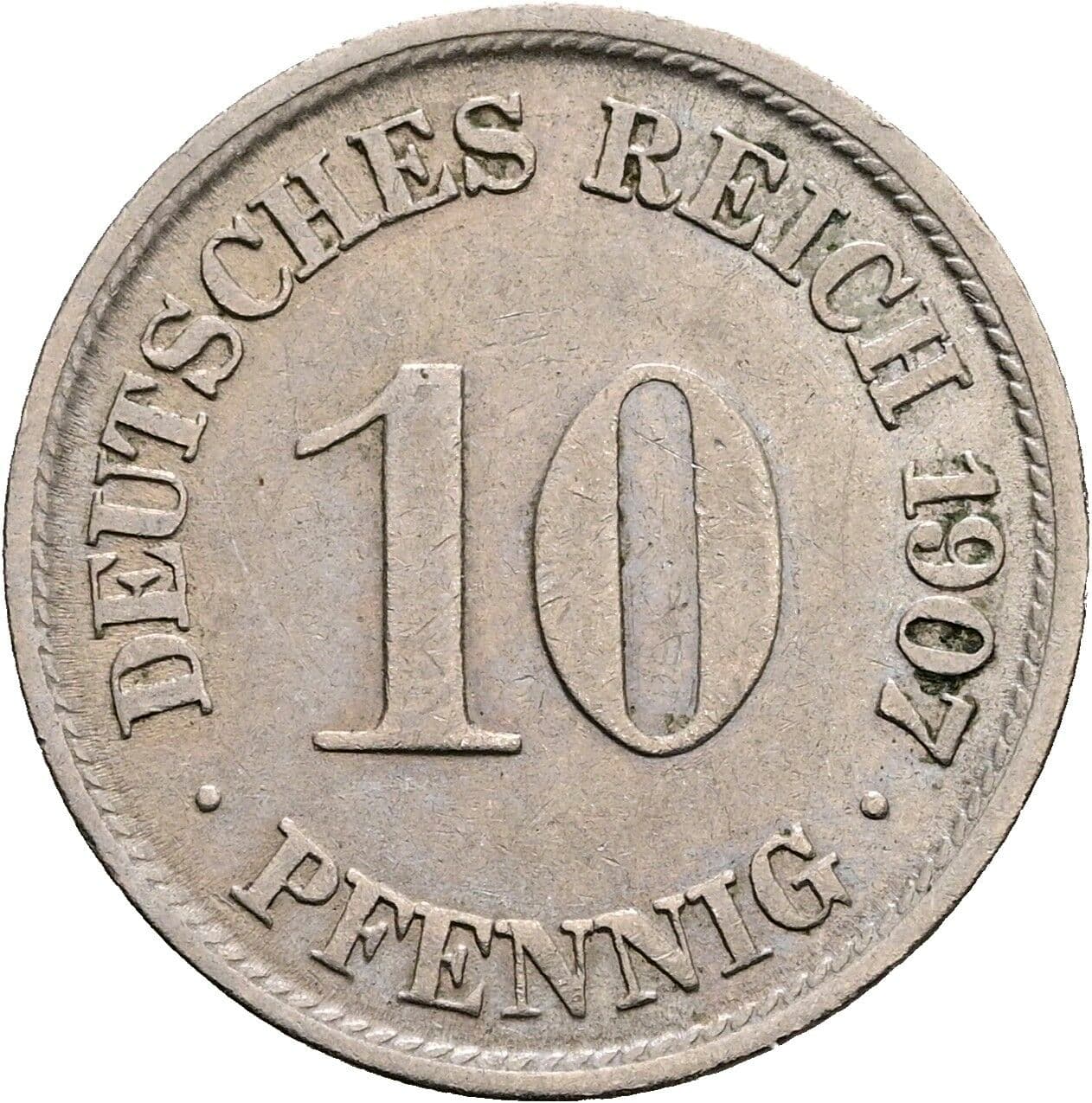 10 Pfennig 1907 F – Vorderseite