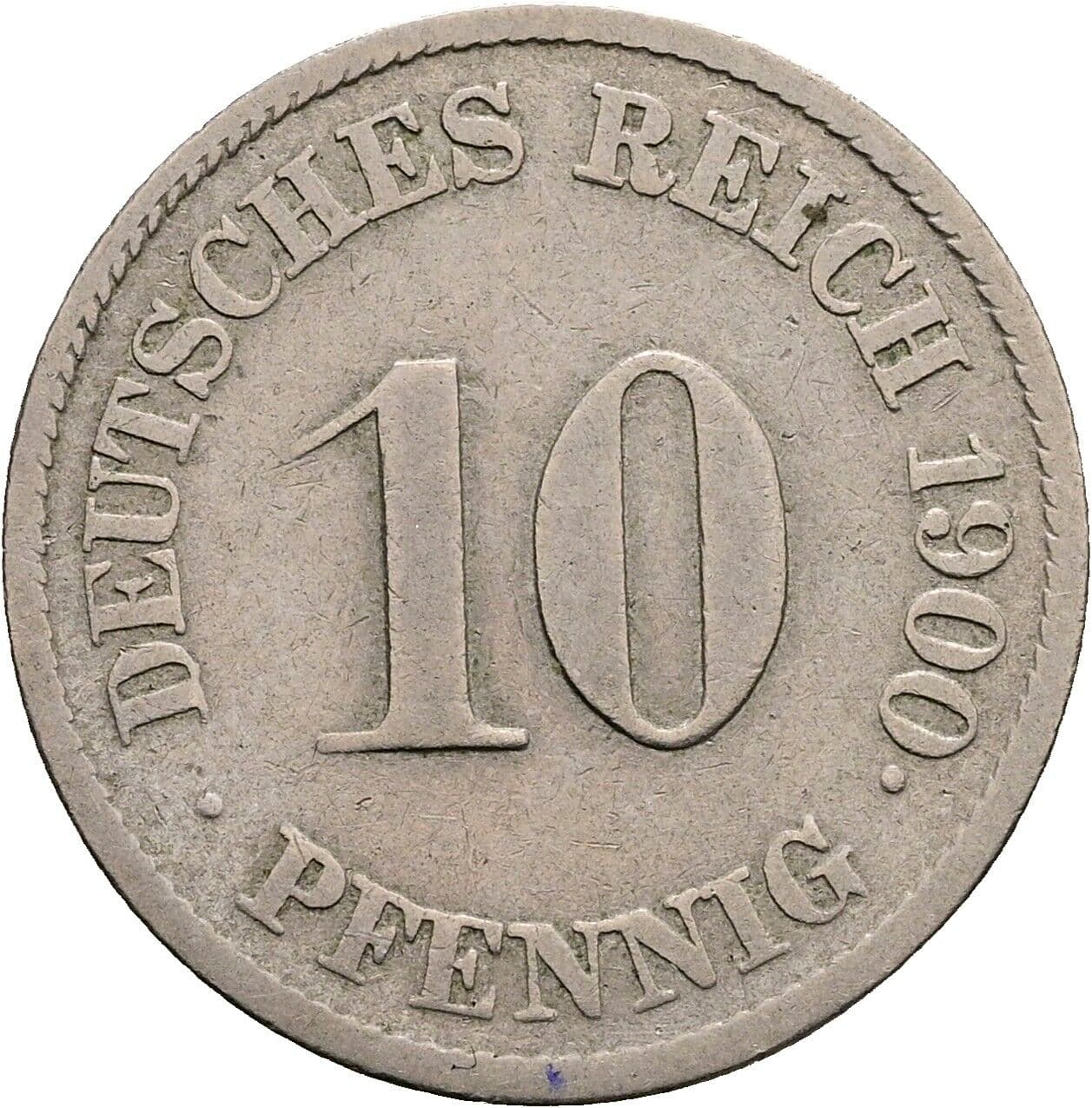 10 Pfennig 1900 J – Vorderseite
