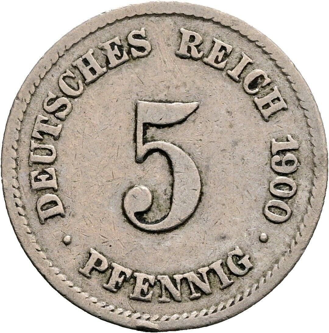 5 Pfennig 1900 G – Vorderseite