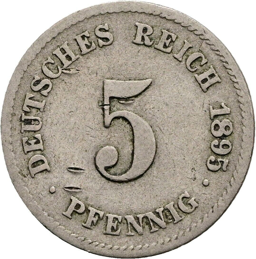 5 Pfennig 1895 G – Vorderseite